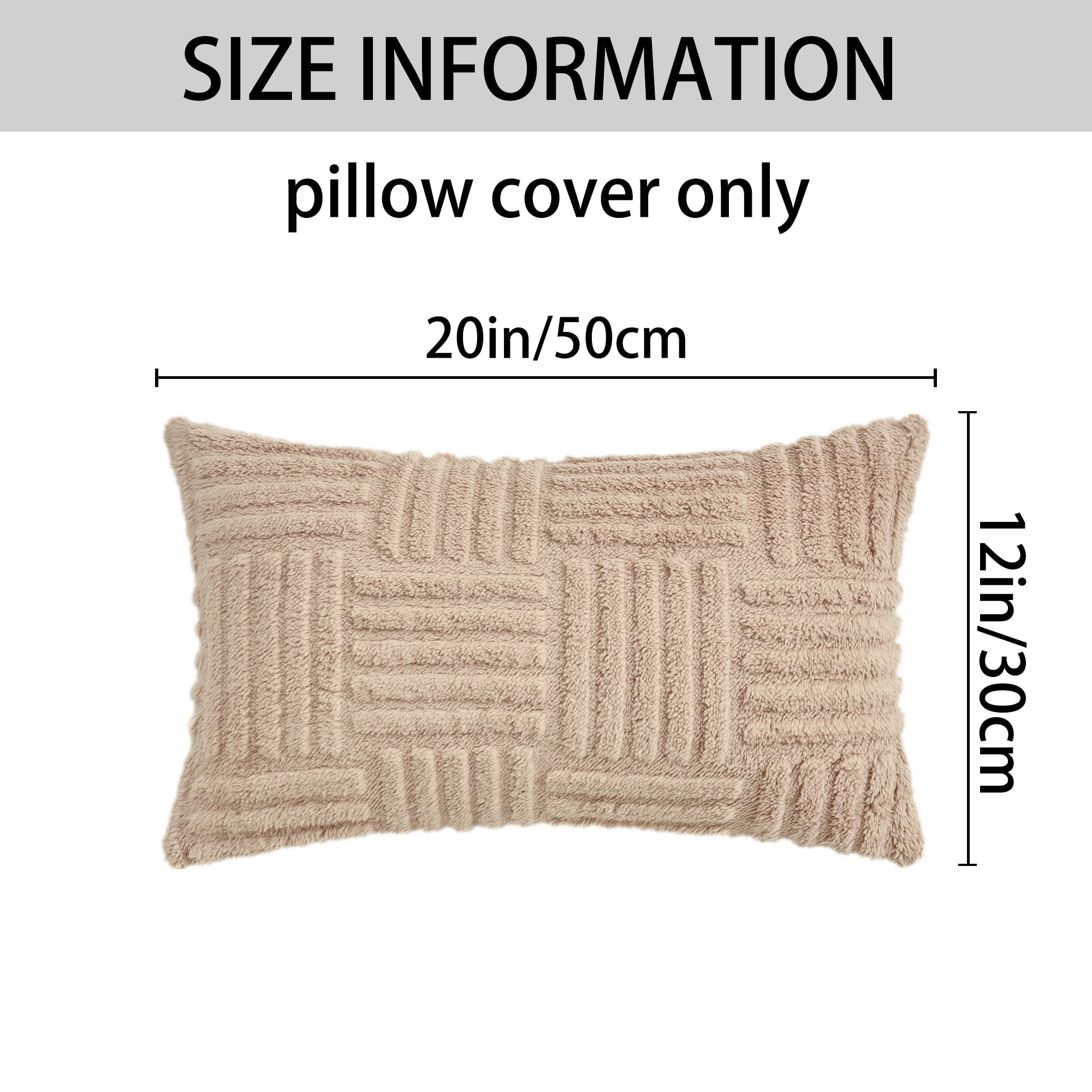 Unique Bargains Set of 2 Striped Soft Decorative Couch Pillow Cases Khaki 12" x 20"
