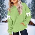 thumbnail image 4 of HAiming Kids Fleece Sweatshirts Bow Long Sleeve Hoodies with Pockets Trendy Casual Shirts Fall Winter Going out Tops, 4 of 5