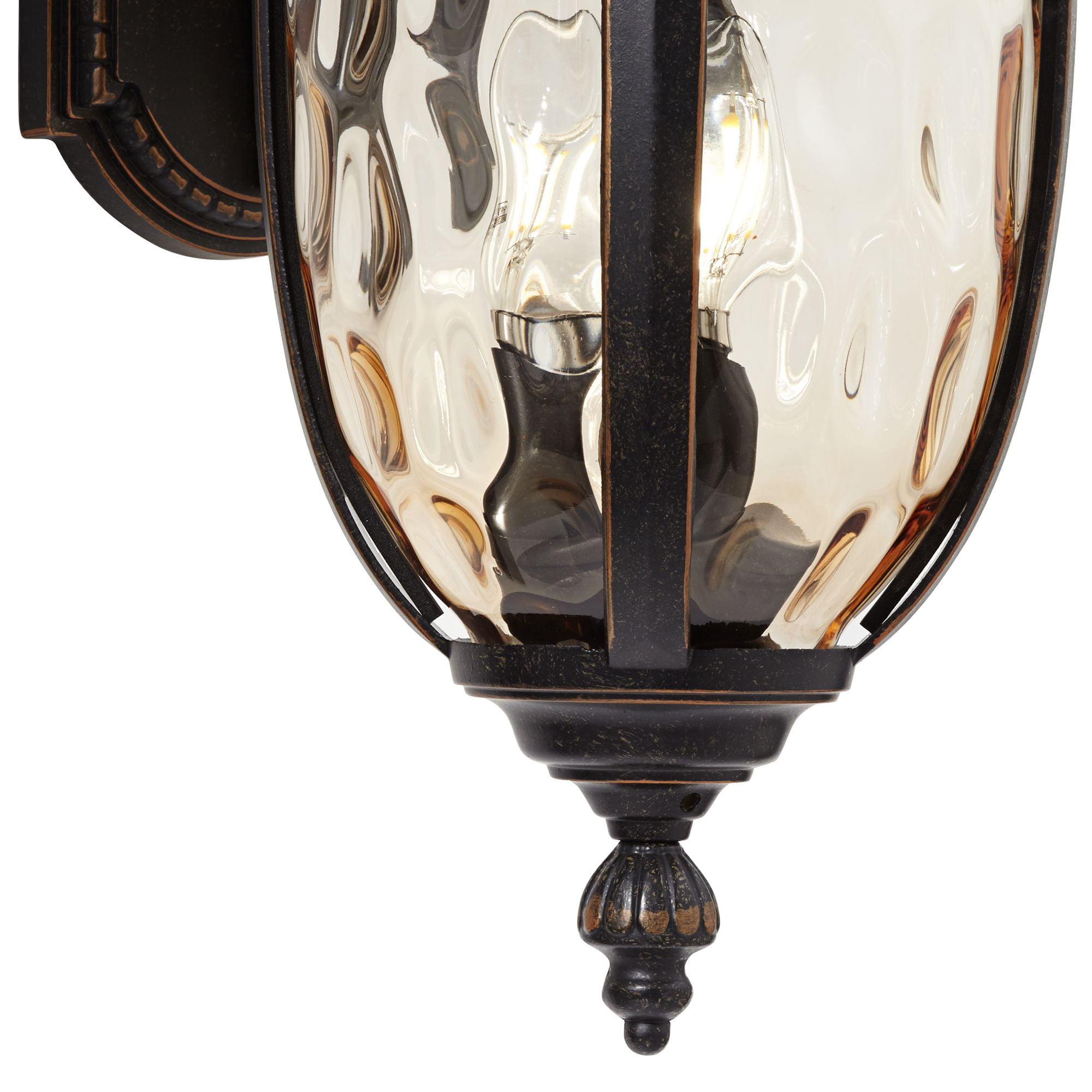 John Timberland Bellagio Vintage Rustic Outdoor Wall Light Fixture Bronze Downbridge 20 1/2" Champagne Hammered Glass for Post Exterior Barn House