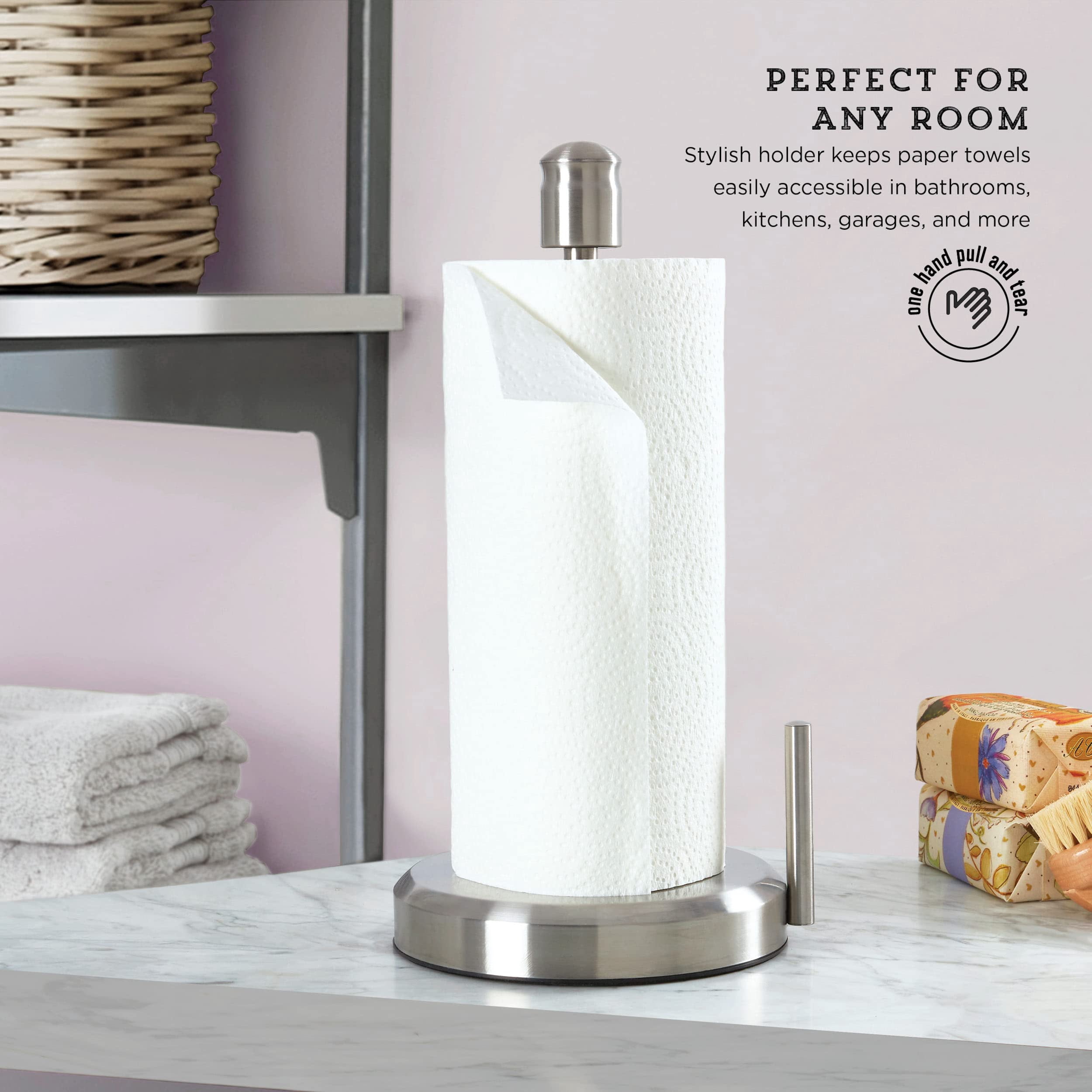 Perfect Tear Paper Towel Holder  13-inch Silver