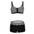 thumbnail image 3 of Women Swimsuits Split 2Pcs Swimwear Tropical Print Bikini Sets Cropped Swim Tops With Boyshorts 2Pcs Bathing Suit Black XXXXXL, 3 of 5