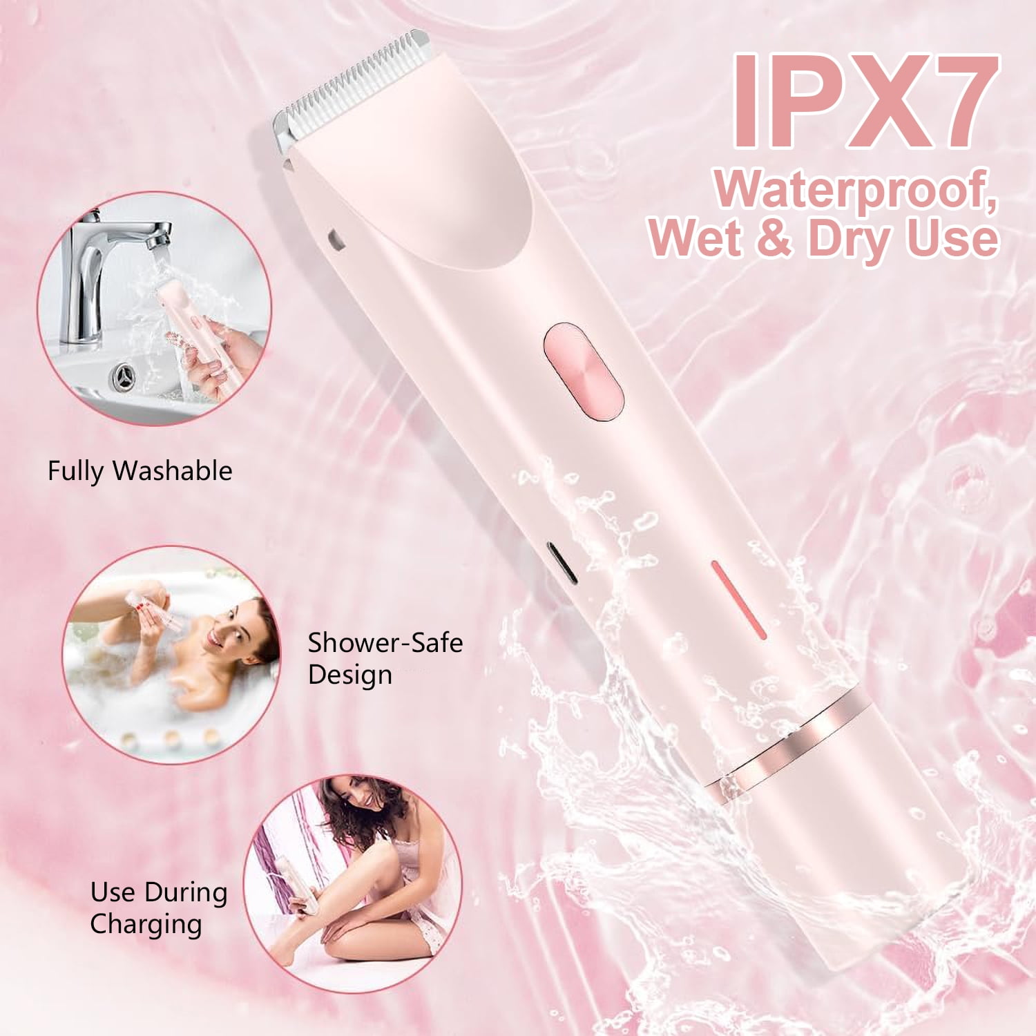 MichPong Woman Electric Razor Gift, Dual-Head Shaver Face Bikini Trimmer, Rechargeable Wet Dry Use