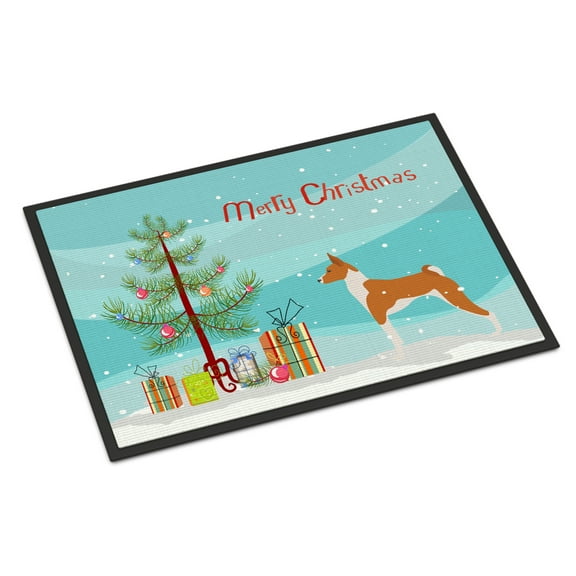 Carolines Treasures BB2992JMAT Basenji Merry Christmas Tree Door Mat Indoor Rug or Outdoor Welcome Mat 24x36 Doormat