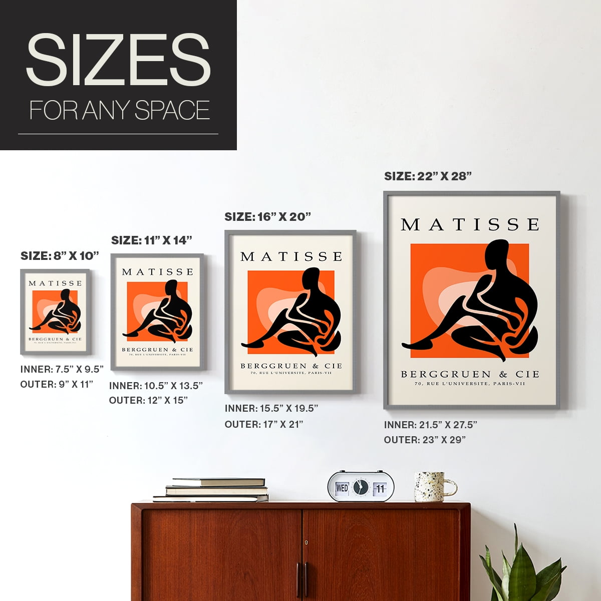 Matisse CCCXXV in Gray Solid Wood 11 x 14 Framed Print