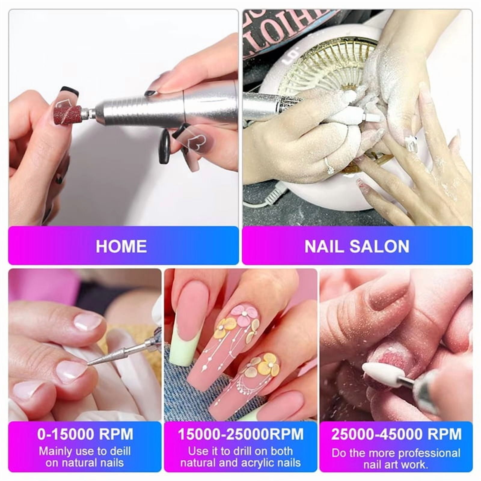45000RPM Rechargeable Nail Drill Machine Electric Nail Drill Sander Low Noise Manicure Machine Colorful Green
