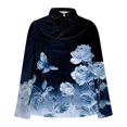 thumbnail image 3 of Fmbrln Womens Elegant Draped Neck Blouse Long Sleeve Office Work Shirts Tops Fashion Floral Print Dressy Party Blouse, 3 of 5
