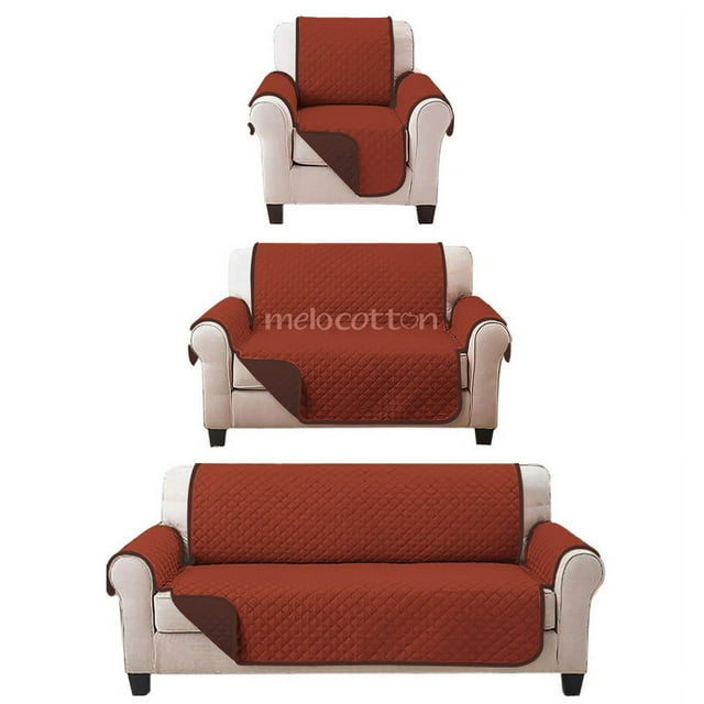 Juego de Protector Cubre Sala Doble Vista Capitonado, Incluye: Protector de Sofá, Love Seat y Sillón Individual SHEDRON - CAFÉ