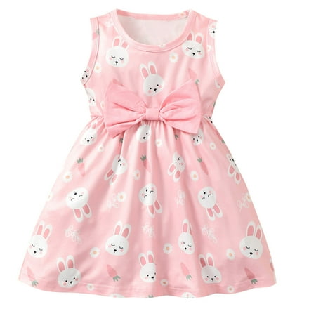 

Sngxgn Kids Girls Dress Sleeveless Floral Skirt Bow Cute Sweet Beach Cami Dress Sundress Little Girls Dresses Pink Size 24M