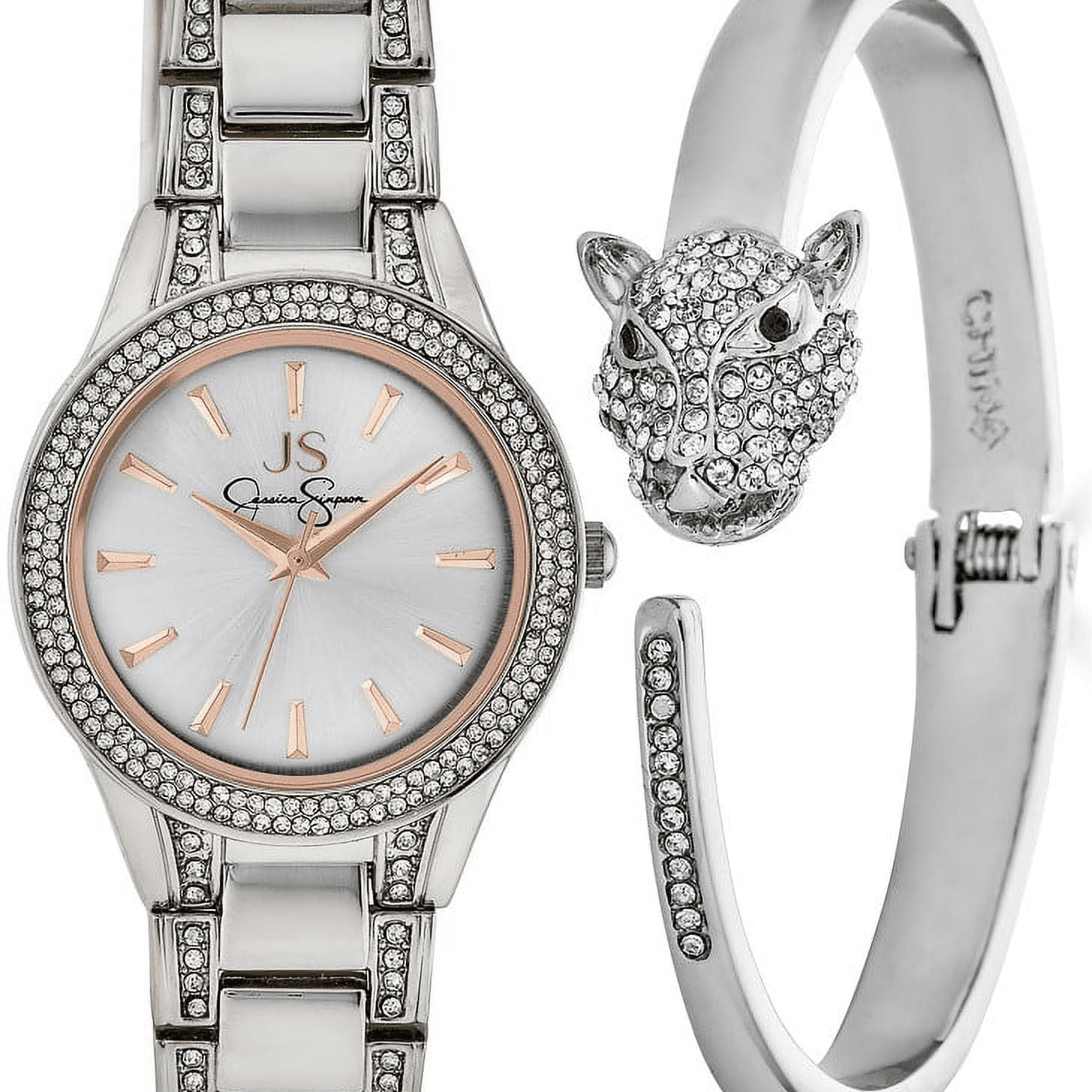 Jessica Simpson Watch/Snake Bangle Jessica Simpson Watch Silver Tone & Crystal Snake Hinged Bangl main image 4