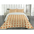 thumbnail image 2 of Ambesonne Vintage Quilted Coverlet 3 Pcs, 70s Boho Geometric, Queen Size, Orange Cream, 2 of 4