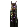 thumbnail image 5 of Fgvctg Mardi Gras Women's Jumpsuit Wide Leg Pant Trendy Mask Print Overall Sleeveless Romper Carnival Party Spaghetti Straps Jumpsuit Plus Size Bib Overalls Sprimg Clothes With Pockets Gold XXXL, 5 of 5