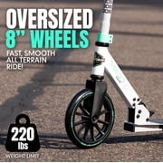Large Folding Kick Scooter for Adults and Teens – Adjustable Handlebar – Big 200mm Wheels – Lightweight Durable Frame – Madd Gear Kruzer 200
