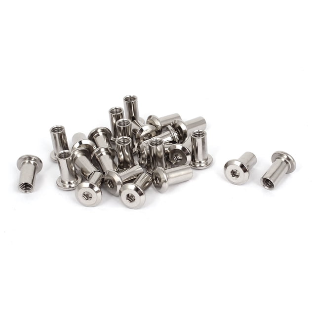 Unique Bargains M6 Female Thread 18mm Long Hex Socket Head Cap Screw Barrel Nut 25pcs