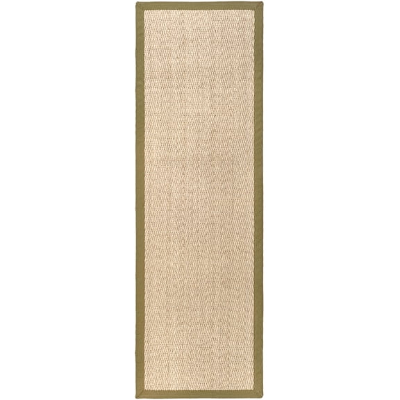SAFAVIEH Natural Fiber Maisy Solid Runner Rug, Natural/Olive, 2'6" x 6'