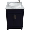 thumbnail image 4 of Bellaterra Home 400700-25-BU-WMR 25 in. Single Rectangle Sink Vanity with Carrara Marble Top, Blue & White, 4 of 20