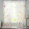 thumbnail image 2 of Spring Flowers Sheer Curtains 84 Inches Long 2 Panels Set, Window Sheer Curtains for Living Room/Bedroom, Watercolor Botanical Wild Florals Herbs Light Filtering Rod Pocket Curtain 52'' x 84'' x 2, 2 of 7