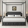 Homfa King Size Bed Frame with Removable Canopy, 3Drawer Storage