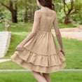 thumbnail image 6 of Busydd Girls Summer Dress 4-15 Years Fashion Pleated Square Neck A-Line Sundress Casual Solid Color Sleeveless Teen Girls' Dresses 10-11 Years, 6 of 8