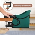 thumbnail image 2 of Silla con gancho, diseño seguro y de carga alta, almacenamiento plegable y clip de fijación apretado en la silla alta de mesa, cojín de asiento extraíble, se fija a la silla de mesa rápida (verde oscu, 2 of 5