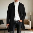 thumbnail image 3 of Iyufng Mid Length Notch Lapel Trench Coat for Men Single Breasted Button Lightweight Water Resistant Business Casual Overcoat Daily Walking, 3 of 7