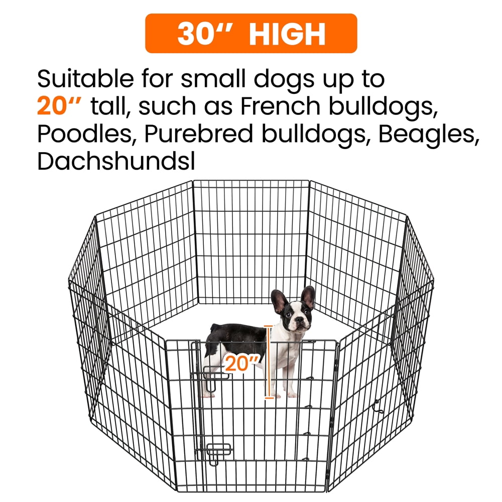 Yaheetech 30″ H 8-Panel Foldable Pet Playpen with Door for Indoor Outdoor Use, Black