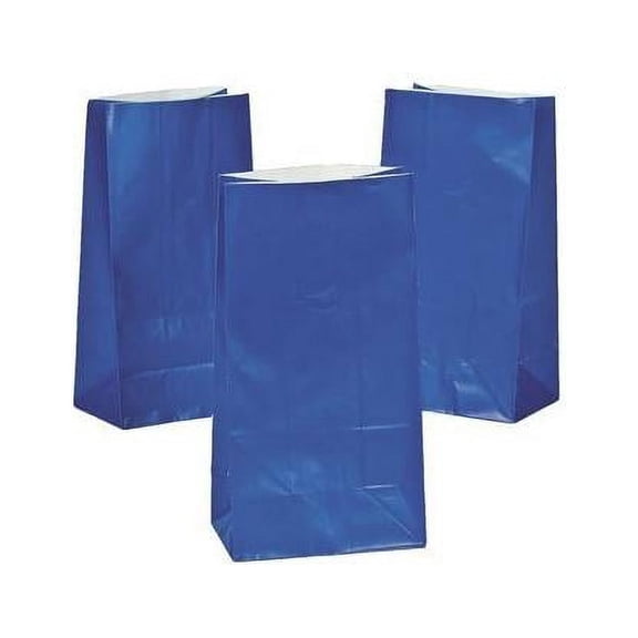 Royal Blue Paper Bags - Party Supplies - 12 Pieces