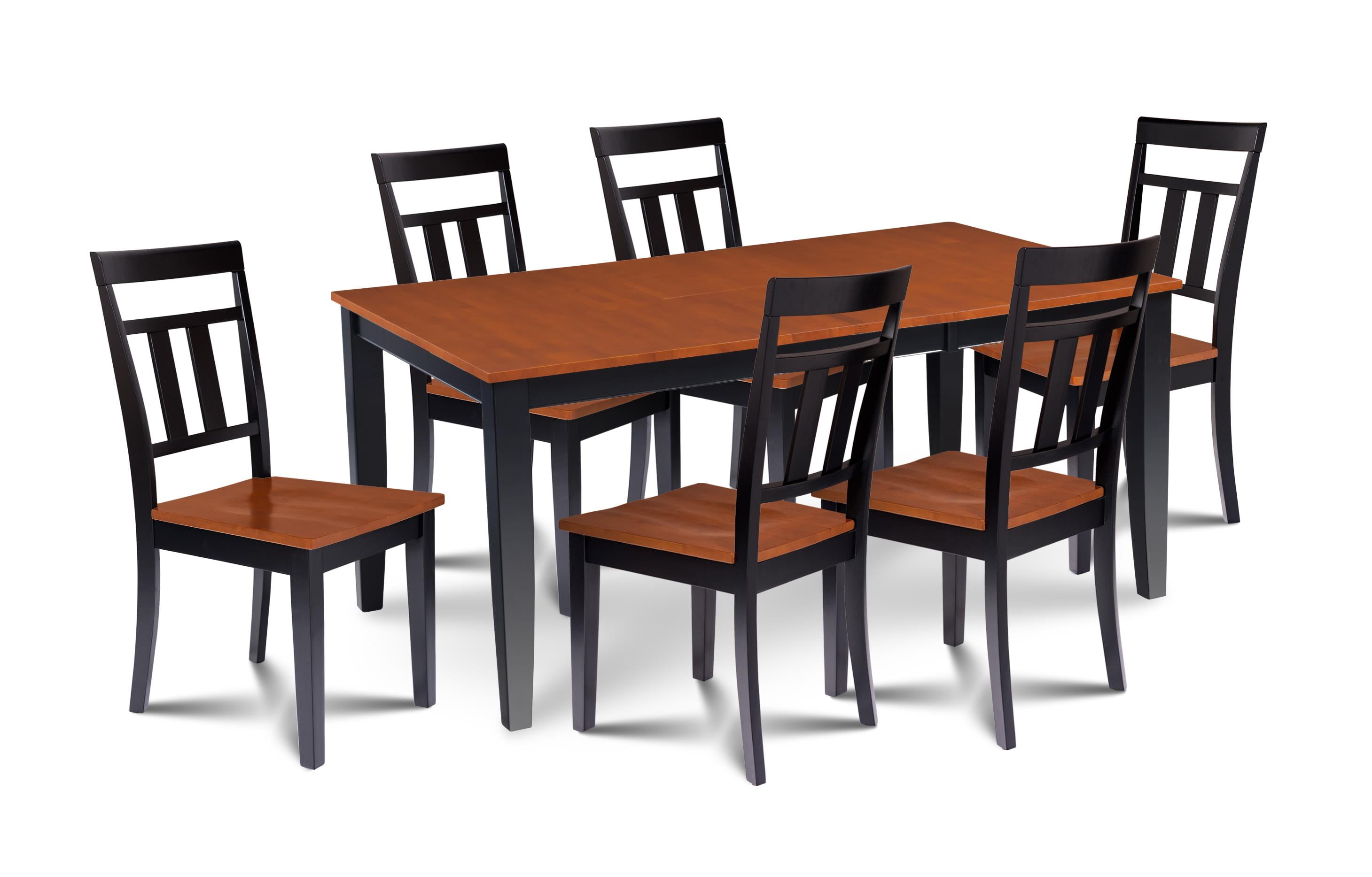 7 Piece Dining Room Set Table With A Butterfly Leaf And 6 Dining Chairs
