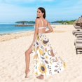 thumbnail image 6 of FORMRS Womens Long Sarong Beach Wrap Semi-Sheer Bikini Skirt Bathing Swimsuit Cover Up, Beige Birds Floral, 6 of 7