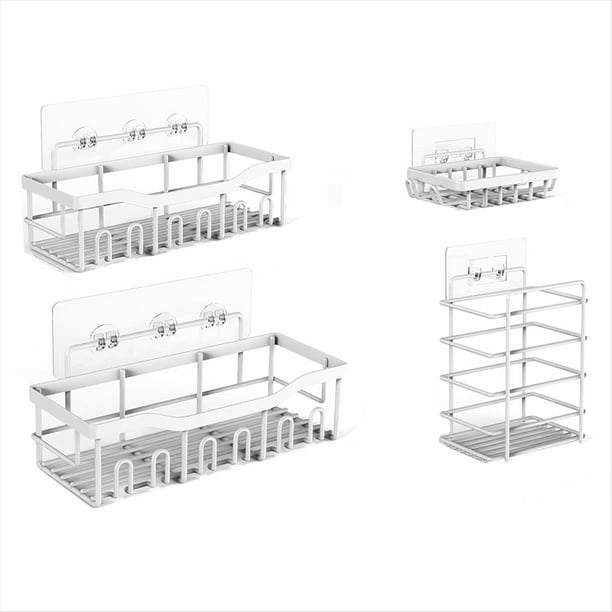 Paquete de 5 Estantes de Ducha de Acero Inoxidable Resistentes A la Oxidación, Organizador de Baño Adhesivo Sin Taladros, Estante de Almacenamiento de Gran Capacidad.