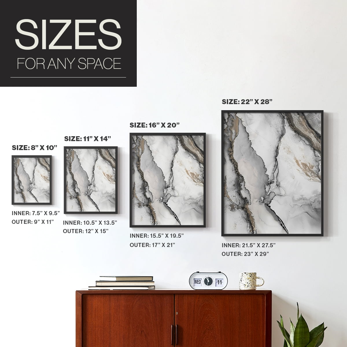 Abstract Ink Fantasy I in Paper Solid Wood 8 x 10 Framed Print