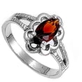 thumbnail image 4 of CHOOSE YOUR COLOR Simulated Garnet Cutout Ring .925 Sterling Silver Band Red CZ Female Size 2, 4 of 4