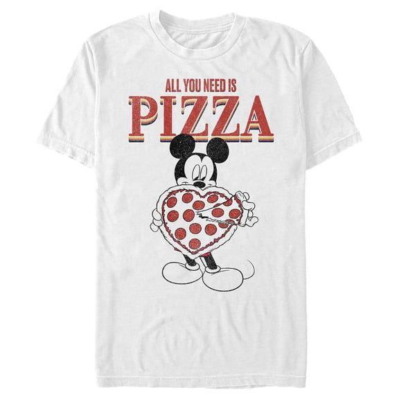 Men's Mickey & Friends All You Need is Pizza Graphic Tee White X Large