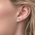thumbnail image 3 of Gem Stone King Platinum Blue Tanzanite Stud Earrings for Women Men (0.60 Cttw, Gemstone December Birthstone, Round 4MM), 3 of 6
