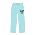 thumbnail image 4 of BXJX Girls Sweatpants, Warm Fleece‑Lined Elastic Waist Sports Fall Pants with Pockets Light Blue Size 5-6 T, 4 of 6