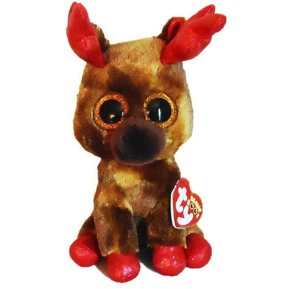 Ty Beanie Boos - MAPLE the Moose (6" Plush) (Glittery Eyes)(BONUS 1 FUN CHOPS & 1 ZIPPER BRACELET)