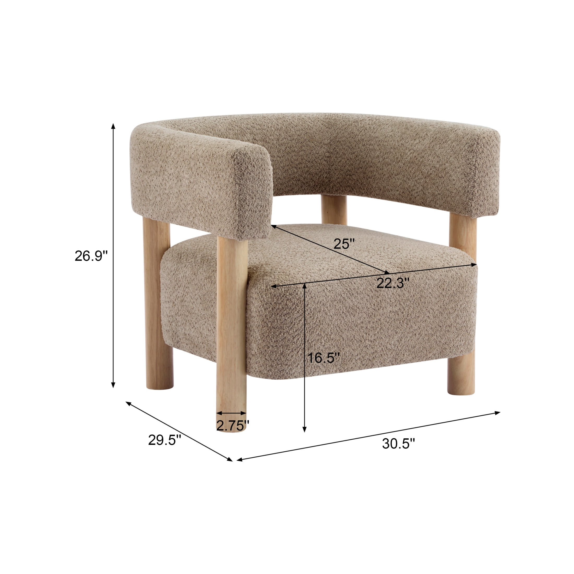 Christopher Knight Home Modern Boucle Upholstered Accent Chair, Lounge Chair with Solid Wood Legs, Camel