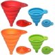 thumbnail image 1 of Embudo plegable de silicona, Juego de 4, pequeños y grandes, utensilios de cocina, embudo plegable para botella de agua, transferencia de líquidos, grado alimenticio, 1 of 5