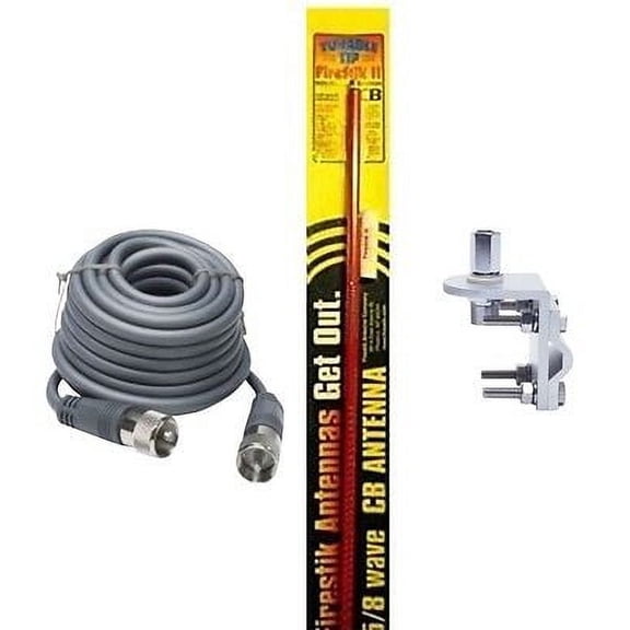 NEW FIRESTIK 2 FS3 R 3FT RED CB ANTENNA, 18FT RG8X COAX, BRACKET & STUD