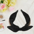 thumbnail image 7 of Unique Bargains Bunny Ears Wide Bow Headbands Fashion Hair Hoop Black with Bow Knotted for Girl Women, 7 of 7