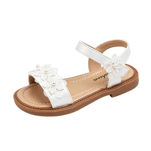 HIPYLO Toddler Sandal Shoes Kids Baby Girl Shoes 3-6 Months Tan Tap Shoes for Girls 9c Toddler Girl Patent Leather Shoes 6c Girls Shoes, White 9-9.5 Years