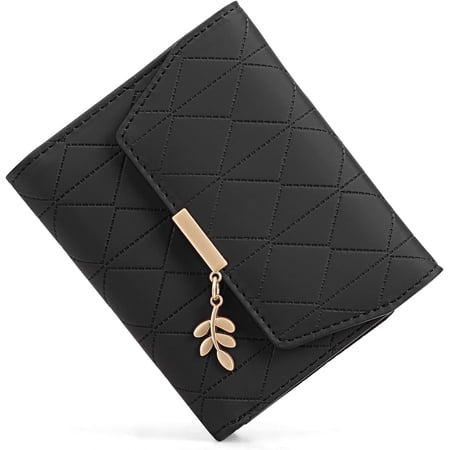 Small Wallet Women Leather RFID Blocking Card Holder Compact Wallets Zipper Pocket with ID Window
