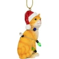 thumbnail image 3 of Orange Tabby Cat Christmas Tree Ornament with Santa Hat Wrapped in Christmas Tree Colored Lights, 3 of 5