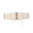 thumbnail image 3 of Womens Vintage Wide Corset Belt Elastic Waist Lace-up Tied Waspie for Dress Halloween Costume Leather Waist Cincher, 3 of 4