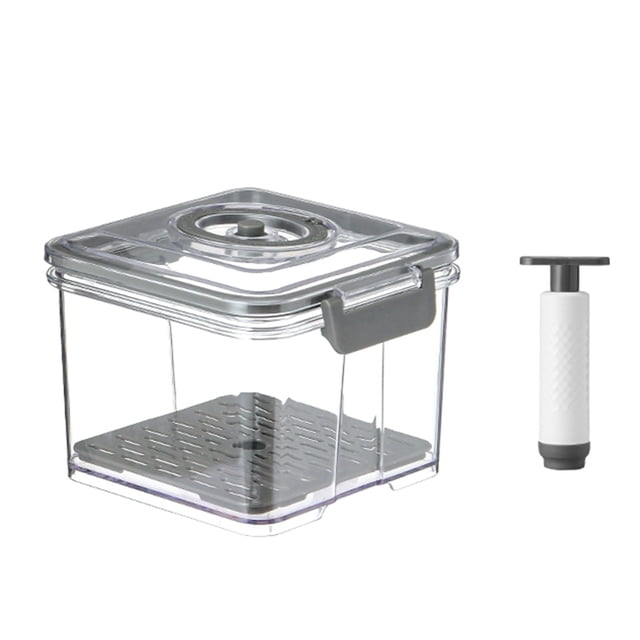 Ohufall Vacuum Sealed Food Storage Container For Home Kitchen Transparent Water Draining Airtight Jar With Timer Lock For Freshness And Freezing Food Storage Containers With Lids