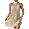 thumbnail image 1 of TaTaai Womens Casual Halter Neck Dress Sleeveless Solid Color Loose Fit Flowy Midi Length Soft Comfortable Elegant for Summer Daily Vacation Beach Gift, 1 of 5