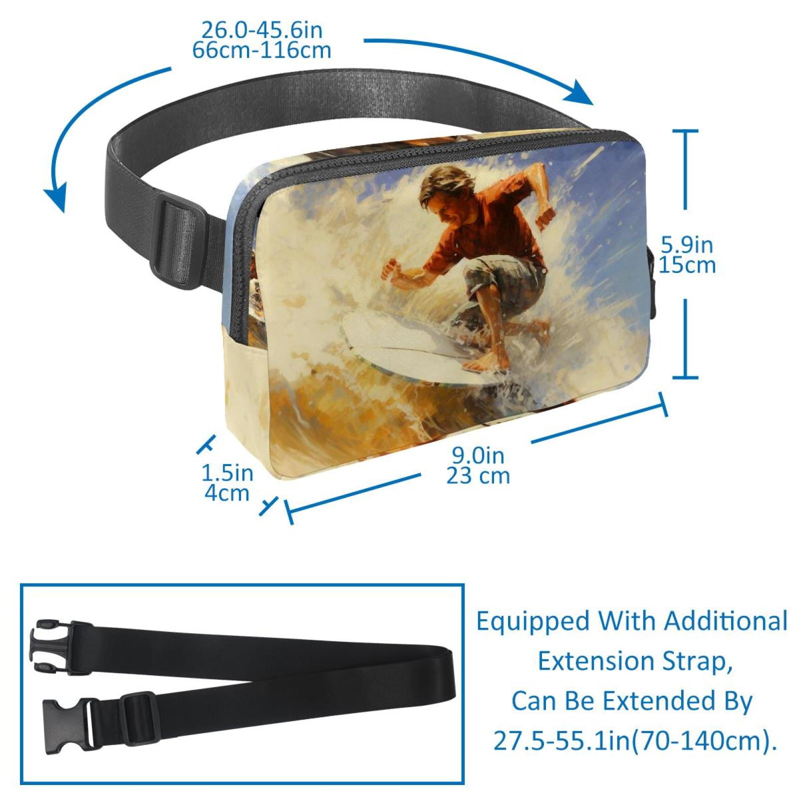 Surfing Adjustable Lightweight Running Belt with Extension Strap and Belt Bag/Fanny Pack – Unisex
