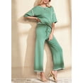 thumbnail image 4 of DOKOTOO 2 Piece Outfits for Women Lounge Sets Half Sleeve Knit Sweater Tops Matching Set Wide Leg Pants Tracksuit M, 4 of 7