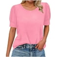 thumbnail image 3 of Xuniizn Short Sleeve Shirts for Women, Casual Loose Crewneck Puff Sleeve Summer Basic Tees, Soft Cozy Breathable Everyday Tops, S-2XL, 3 of 7