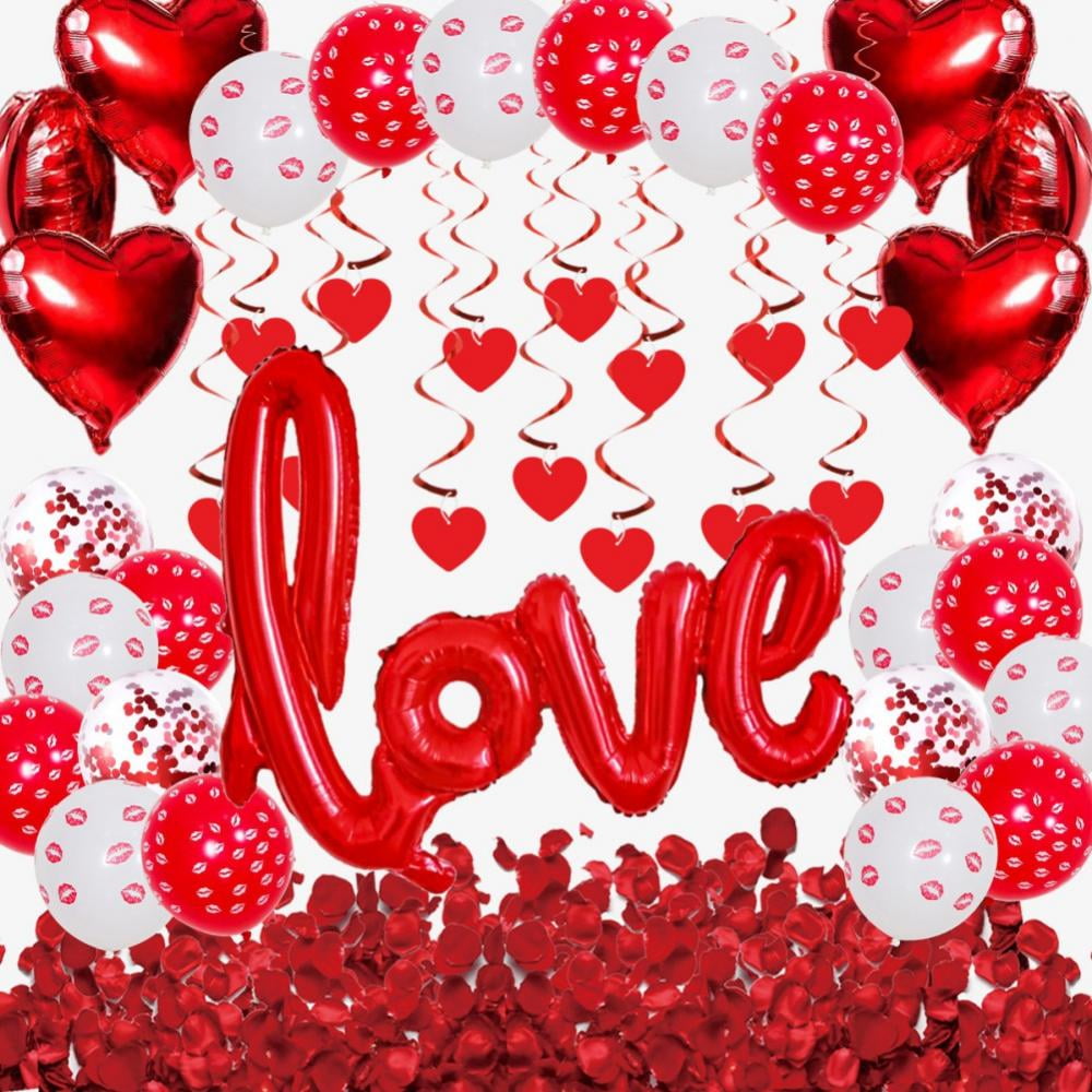 Valentines Day Balloons Decorations Red Heart Foil Balloons LOVE ...