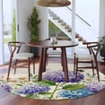 thumbnail image 3 of Round Rugs 5Ft, Purple Blue Flowers Round Area Rug Washable Indoor Throw Carpet, Farmhouse Botanical Watercolor Floral Soft Non Slip Circle Rug for Cabinet Bathroom Home Decor Aesthetic, 3 of 8